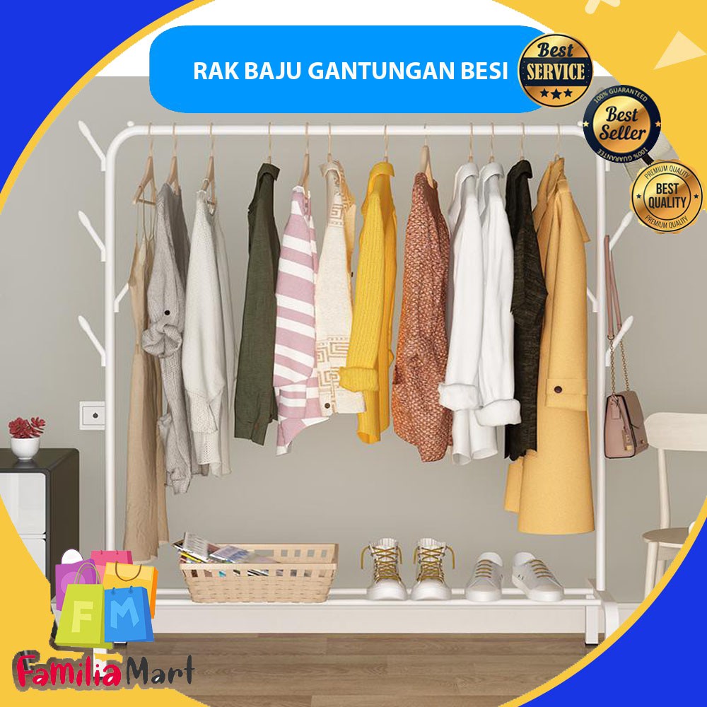 Rak Baju Gantungan Baju Besi Stand Hanger Rak Display Jemuran Baju Pakaian