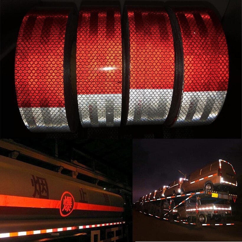 TaffPACK Decal Stiker Reflektif Reflektor Grade 1 Untuk Mobil Motor Truk Proyek Guardrail Pagar Jalan Reflective Sticker Warning Strip Tape Two Color 5x300cm 3M High Intensity Grade Vehicle Conspicuity Marking Tape Printed DOT-C2 Reflective Tape