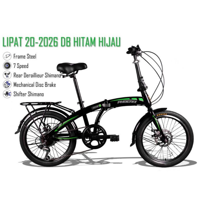  Foto zu Jual Sepeda Lipat 20 Phoenix 2026 DB Cakram 7 Speed Bagasi Murah 