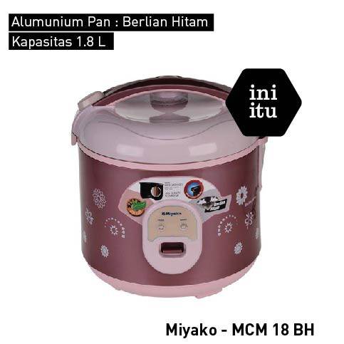 [ Miyako ] Rice Cooker / Magic Com Miyako Berlian Hitam MCM 18 BH - 1.8 L - Panci Nanoal