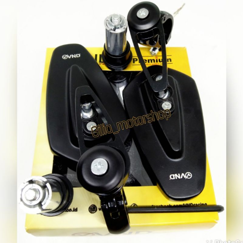 Spion Jalu Bar End Oval VND RACING Import Mirror Putih Spion Trioval Universal Motor Scoopy,Vespa, Nmax Aerox Lexi dll