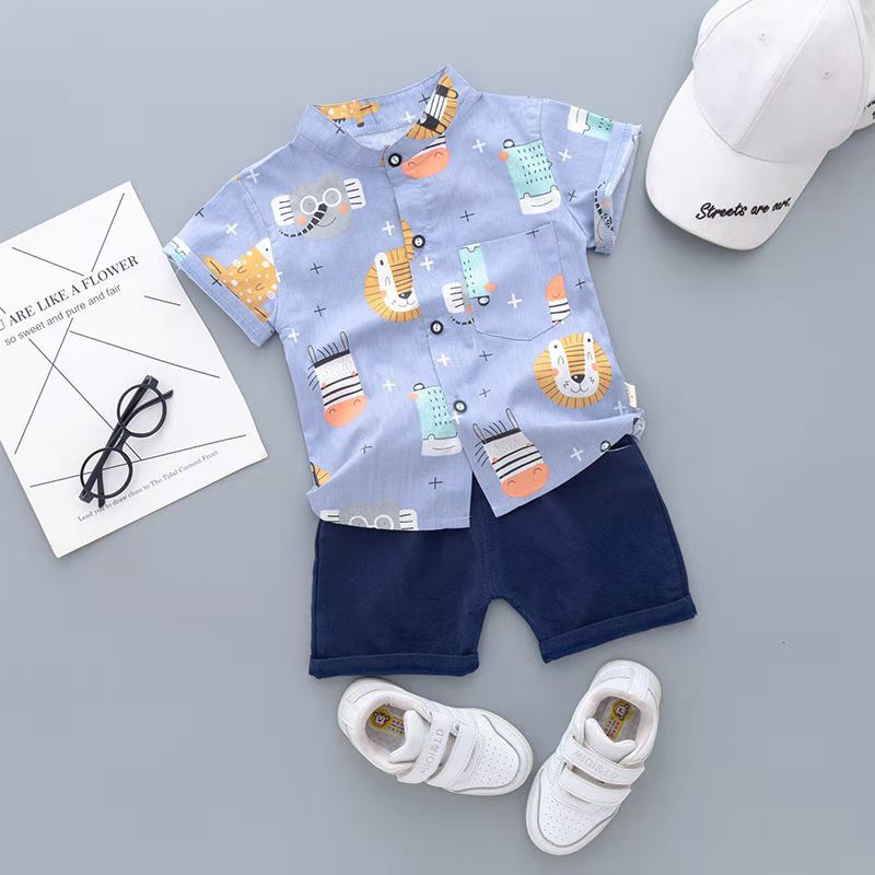 Setelan Kemeja anak Laki laki / Set Kemeja Celana anak cowok Trendy Unik Katun Import 9 bln-3 thn-5
