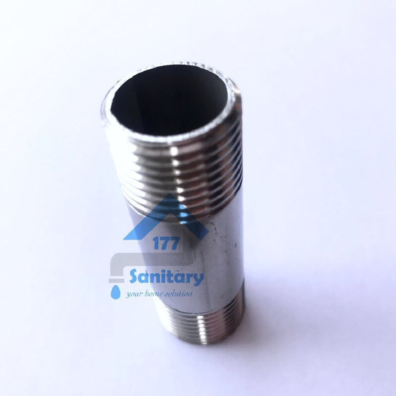 Double nepel Panjang 5cm stainless 1/2 inch 116x- dobel nepel stenlis mur fitting sambungan kran KERAN spare part /X18