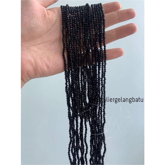 Crystal Ceko Doft 2mm hitam bahan aksesoris beads manik donat rondel