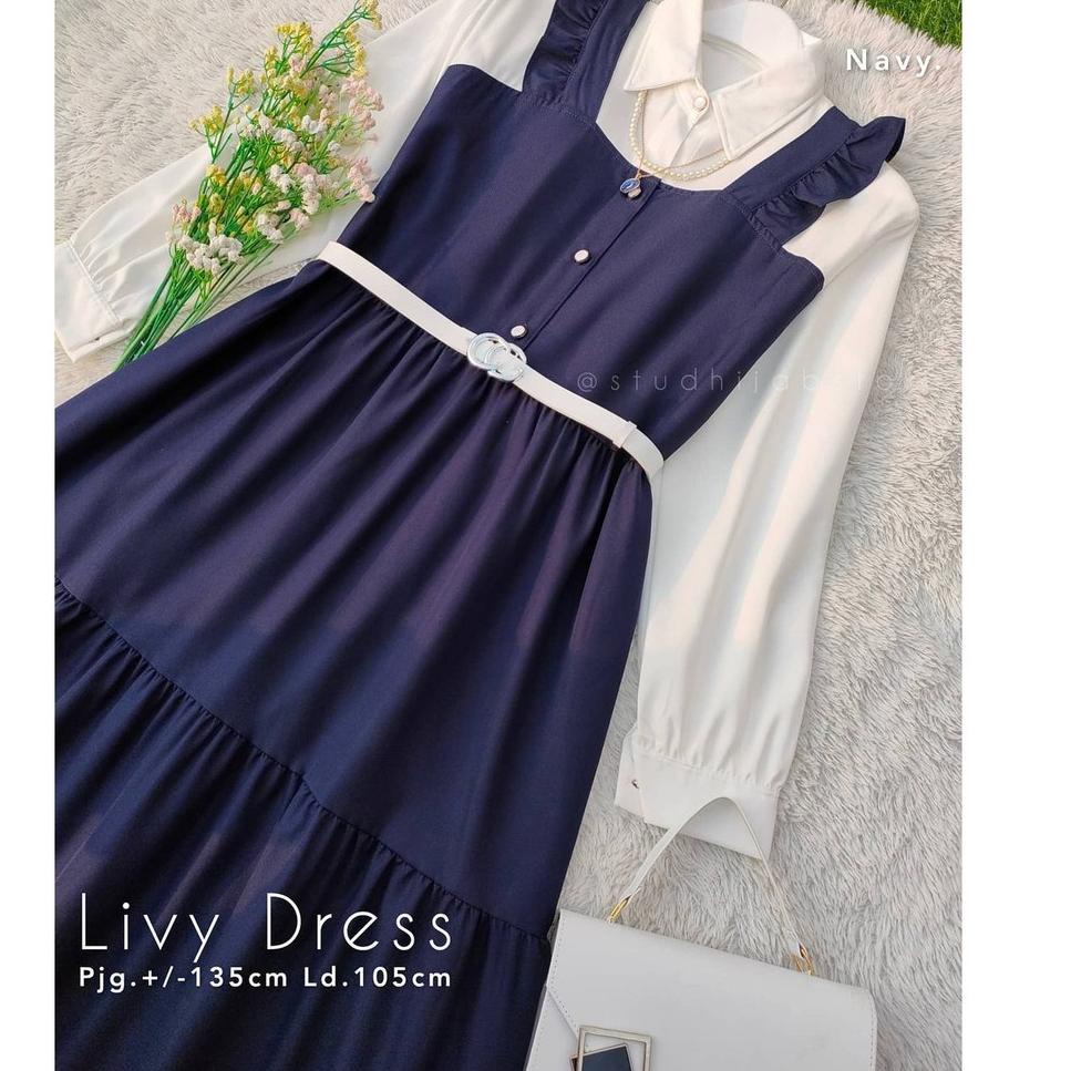 [PRODUK KAB7M] Busana Muslim Wanita Baju Gamis Remaja Muslim Livy Dress Korean Style 2022 Lebaran Ju