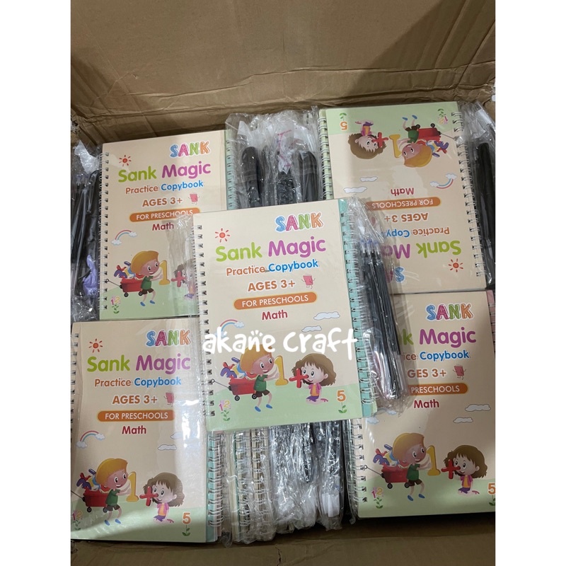 Magic Book isi 4 buku / Buku Belajar Huruf, Angka, Matematika, Bentuk / Sank Book