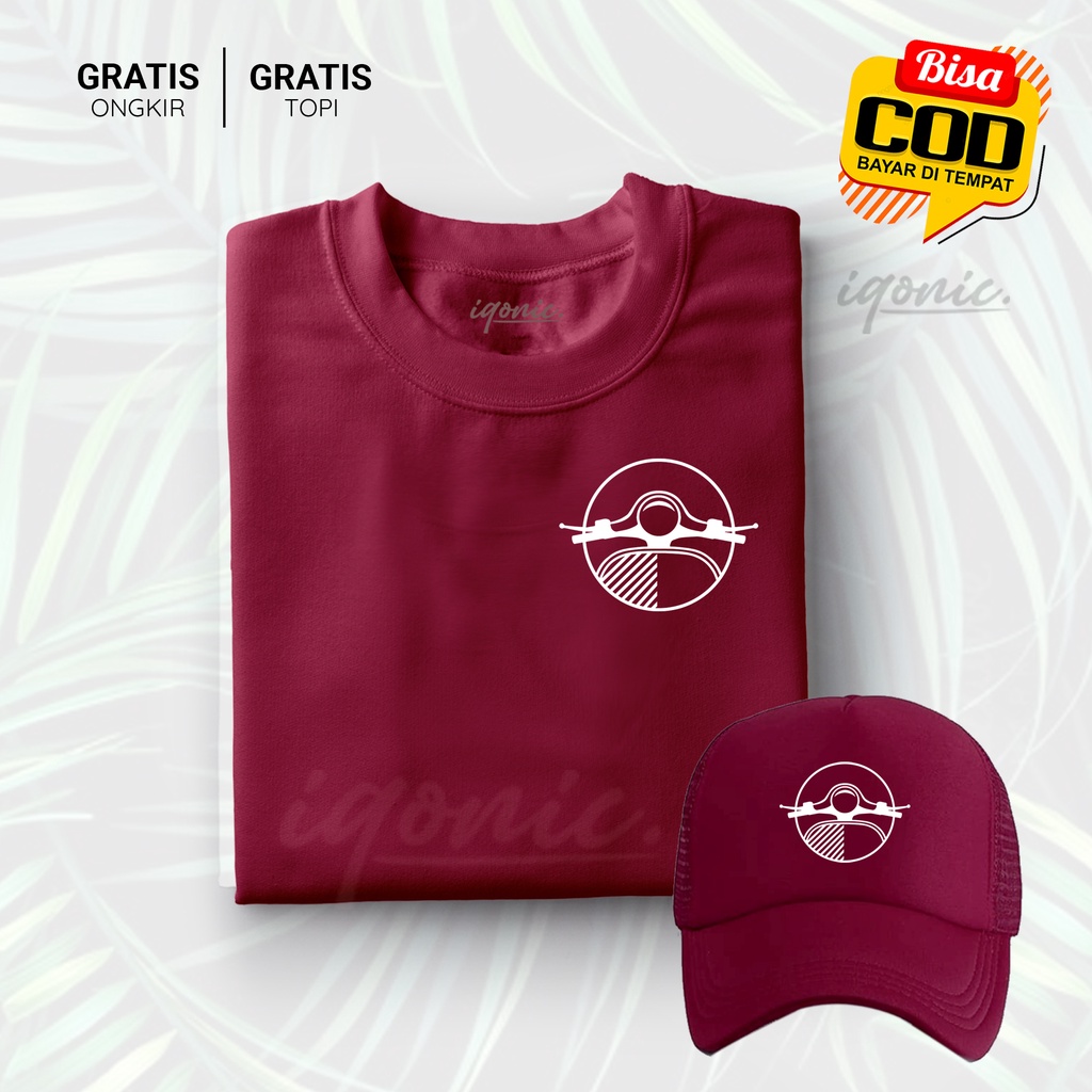 BONUS TOPI !!! Kaos Distro Pria Kaos Polos combed 30s Kaos Cewek vespa Keren X Gold premium