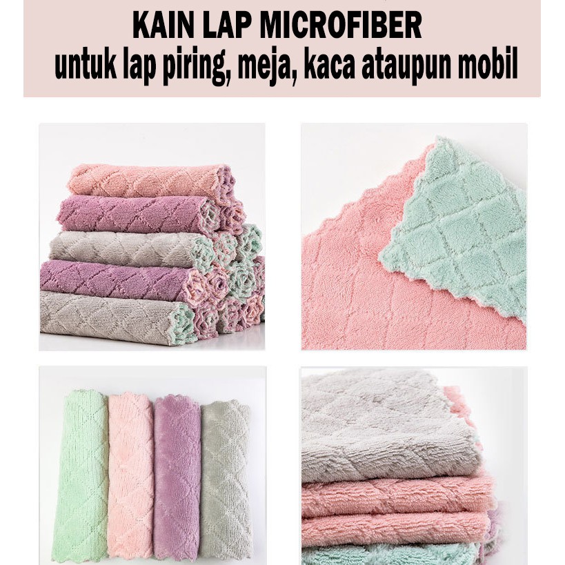 Kain Lap Microfiber Serbaguna Piring Meja Kaca Mobil