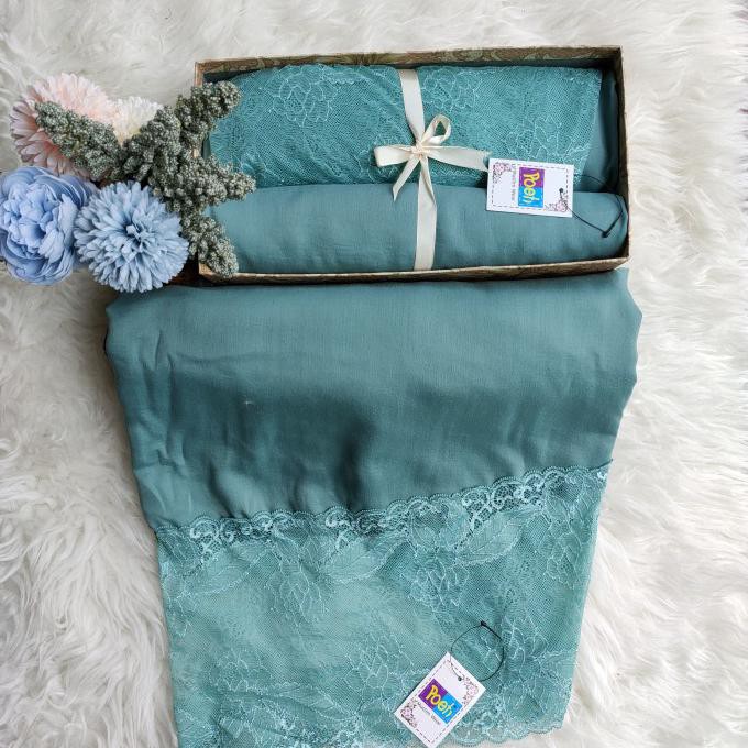 Mukena Poeti Polos Renda Dada - coklat tua