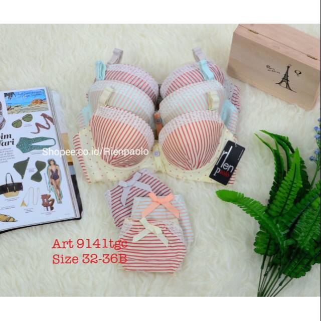 Bra Wanita G String Sexy BH Kawat Lingerie Set Hot Kawat Premium Motif Lucu Rien Paolo 9141