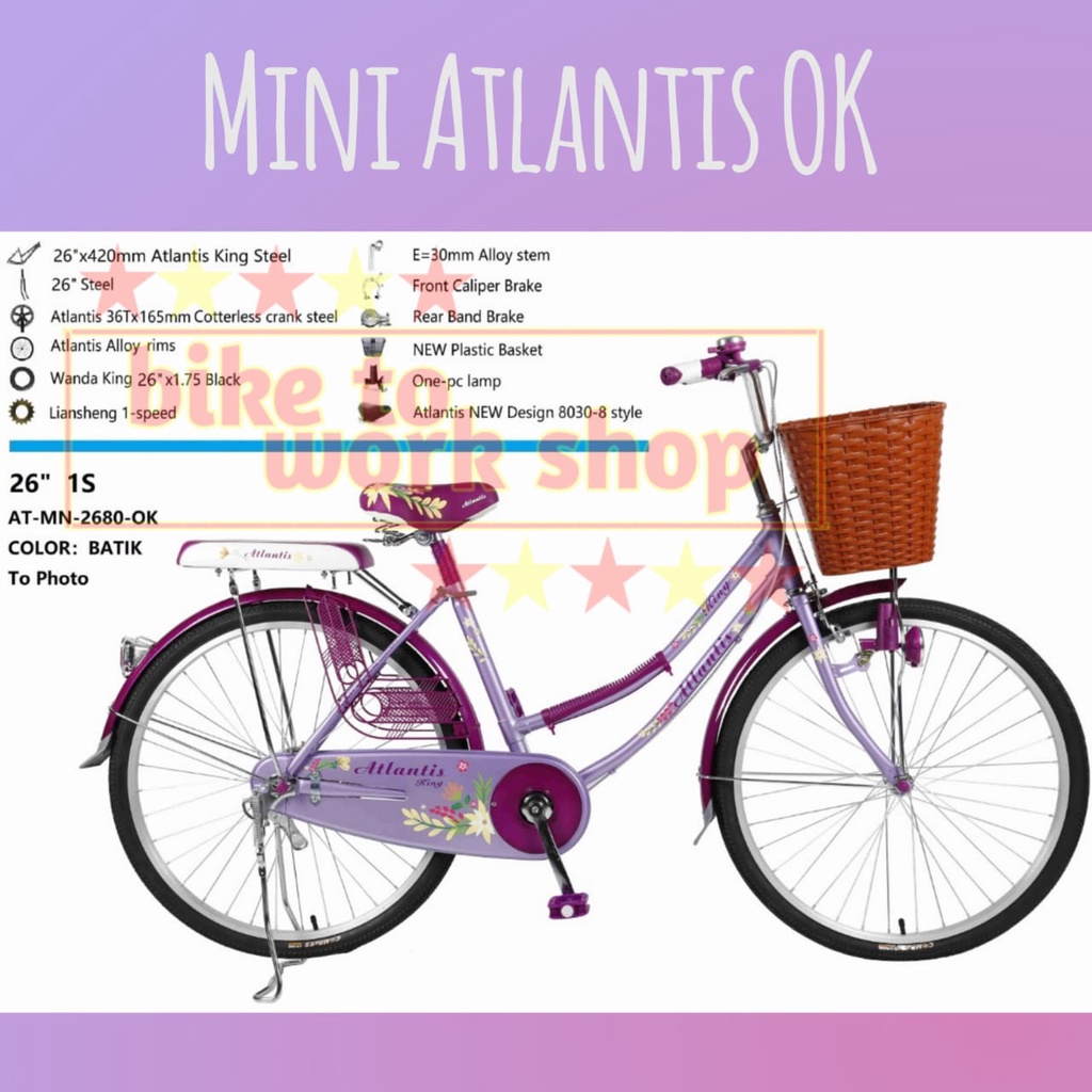 SEPEDA MINI DEWASA ATLANTIS OK METY 20 24 26 KERANJANG CITYBIKE CTB WANITA PEREMPUAN-5