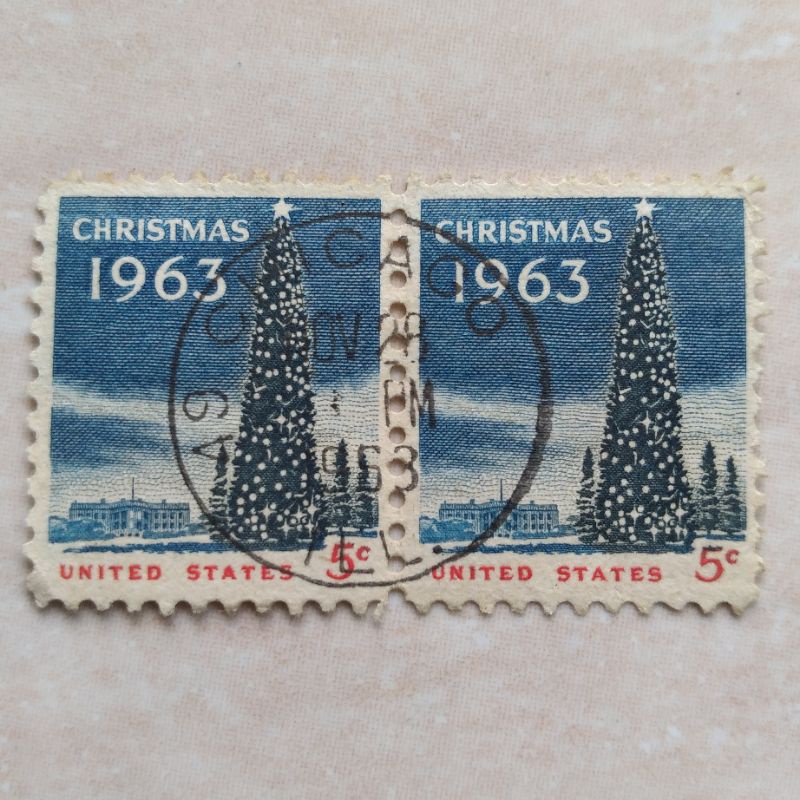 

Perangko Kuno USA Amerika Christmast 1963 - 2 Pcs Cap Pos Bagus