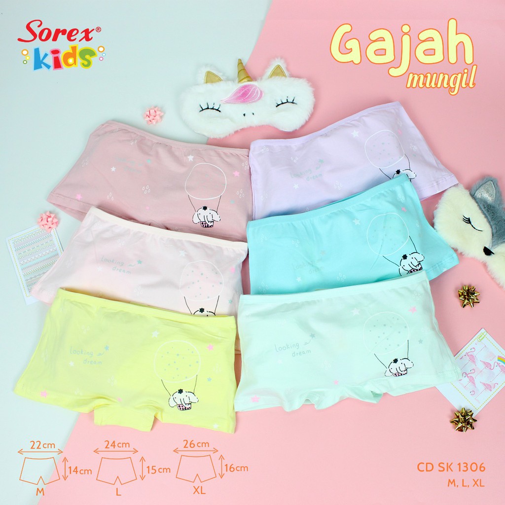 Cd Anak Cewek Sorex 1315 / 1306 Katun | Cd Boxer Hotpants Anak Perempuan |tx