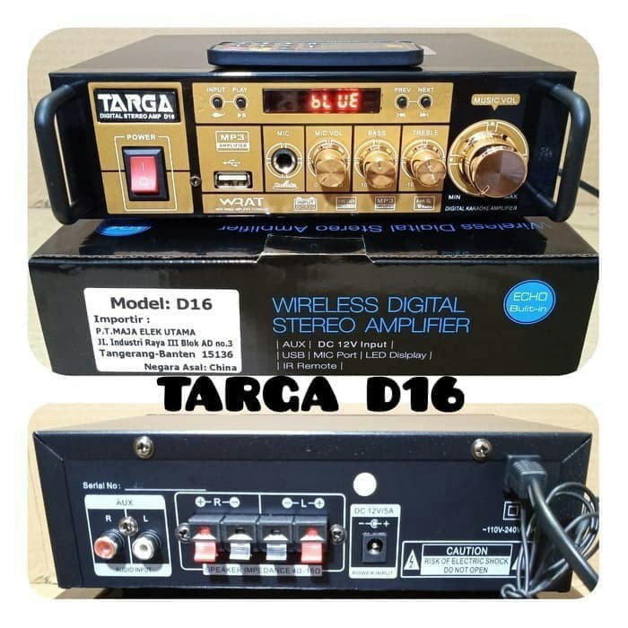 Power amplifier karaoke targa d16 d 16 stereo