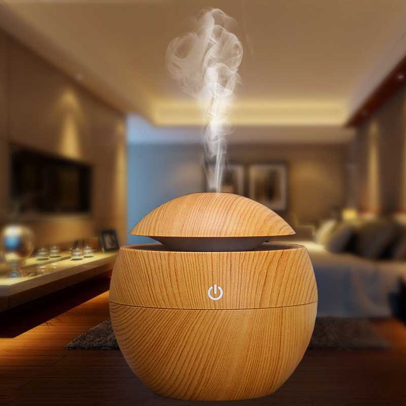 Taffware Aromatherapy Air Humidifier Desain Kayu Warna Coklat