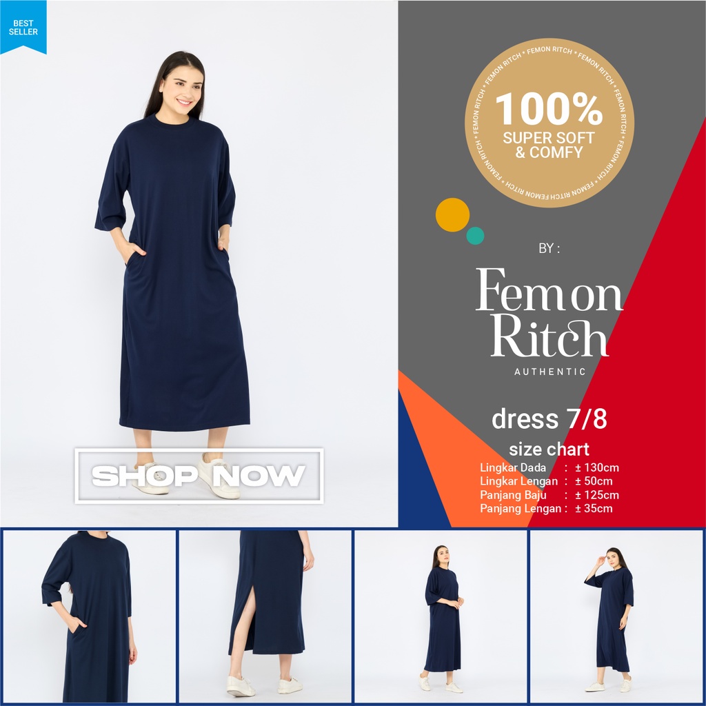 Atasan Dress Oversize Wanita Muslim 7/8 LD130 super comfy