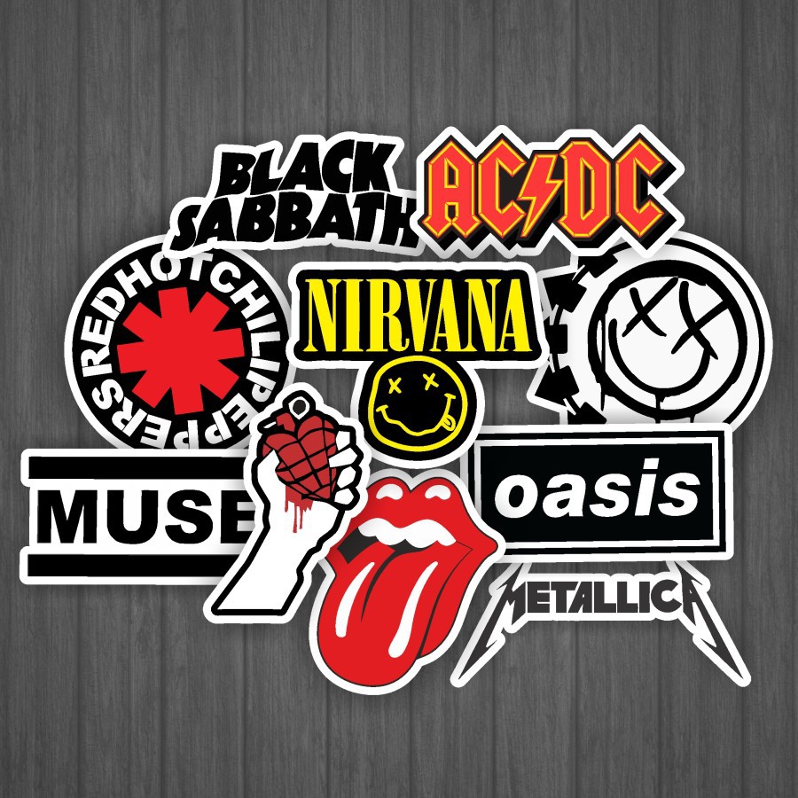 

Sticker Vinyl Logo Band Music Rock 10Pcs Tumblr Gitar Laptop
