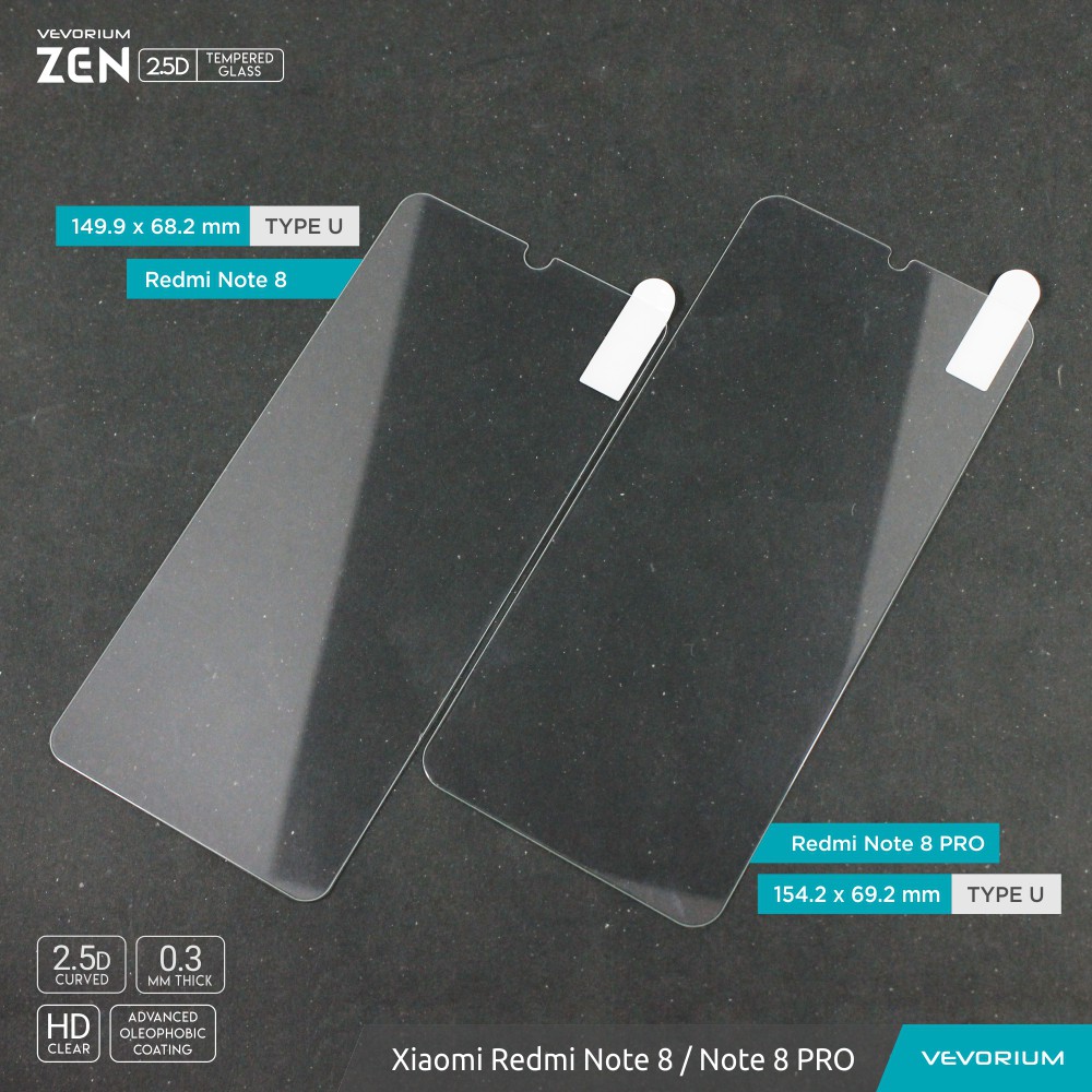 VEVORIUM ZEN 2.5D Clear Xiaomi Redmi Note 8 Biasa Note 8 PRO Tempered Glass Anti Gores Kaca