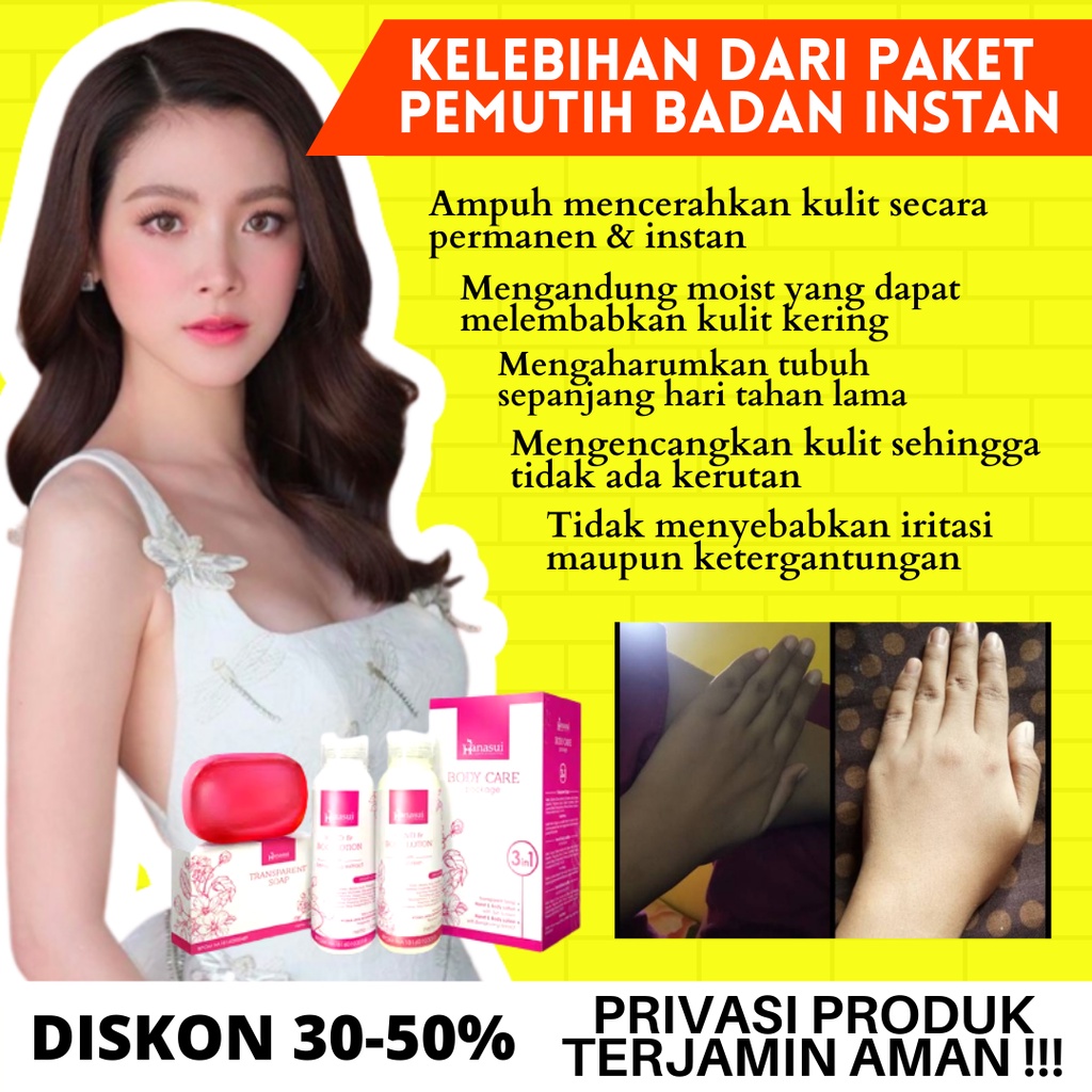 PEMUTIH BADAN PENYAMAR FLEK HITAM PAKET HN BODYCARE HANASUI NEW 3IN1 LOTION PEMUTIH PENGHILANG BEKAS LUKA ORIGINAL BPOM