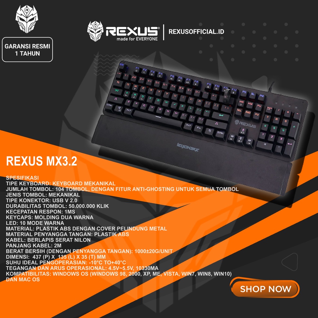 Jual keyboard gaming mechanical RGB Rexus Keyboard Gaming Mechanical