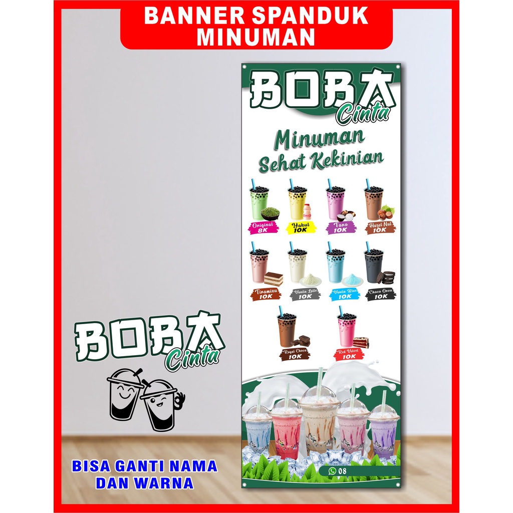 Jual Spanduk Minuman Boba, banner Minuman Boba ukuran 60 x 160 cm COD ...