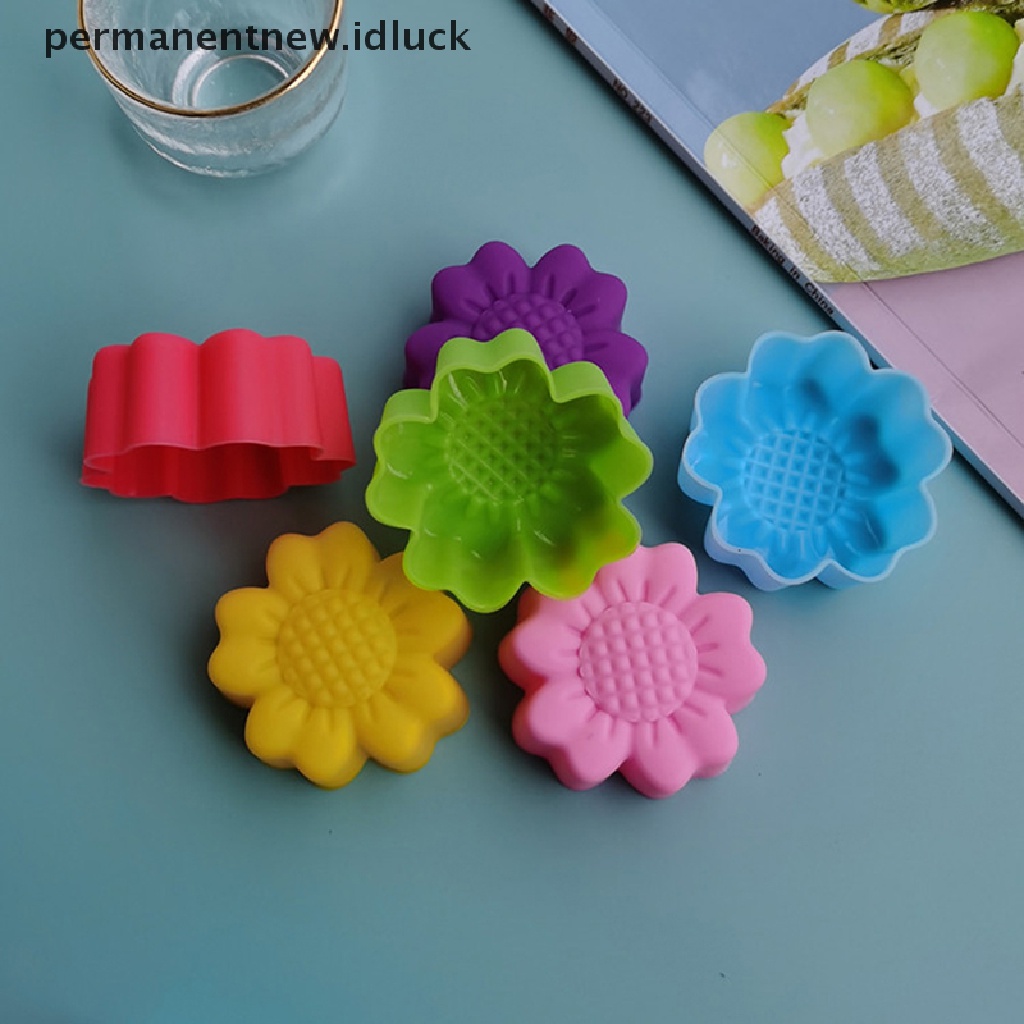 6 Pcs Cetakan Cupcake Bentuk Bunga Bahan Silikon Reusable