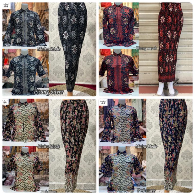 SET COUPLE ROK KEMEJA - KEMEJA BATIK - ROK PLISKET BATIK - KEBAYA COUPLE