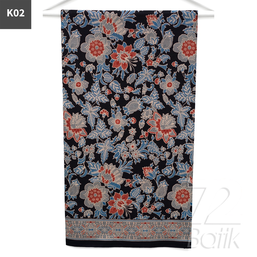 KAIN BATIK PREMIUM Bahan Katun Motif Kembang Warna Hitam 721155 Cap 72 Jarik Jarit Samping Kebat Panjang Batik Katun Modern Premium Bahan Seragam Batik Pernikahan Kantor Keluarga Murah Kamen Jadi Batik Bali Lembaran