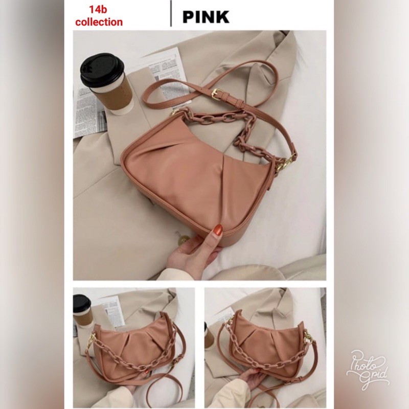 tas selempang wanita kulit tas kulit top handle rantai retro chain bags tas kondangan simple elegant