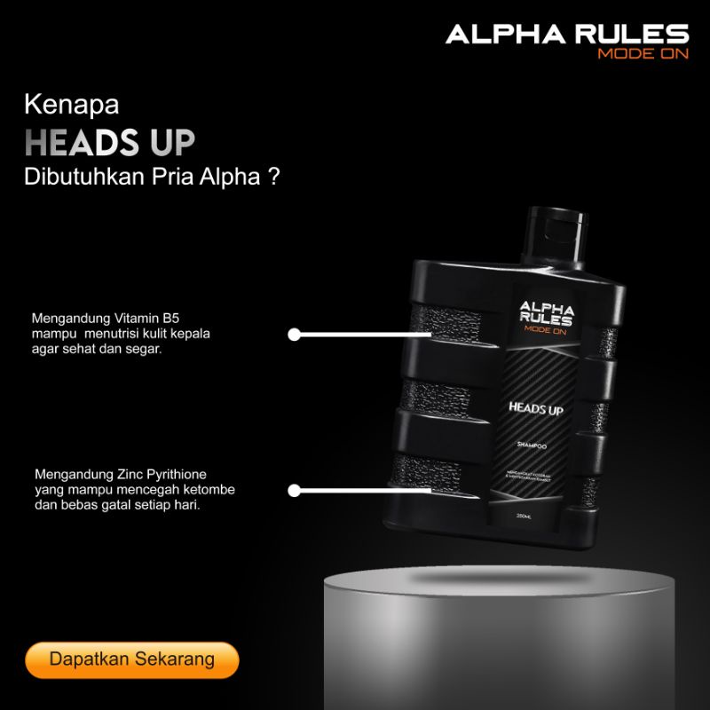 ALPHA RULES MODE ON HEADS UP SHAMPOO PRIA 250ML ORIGINAL ALPHARULES