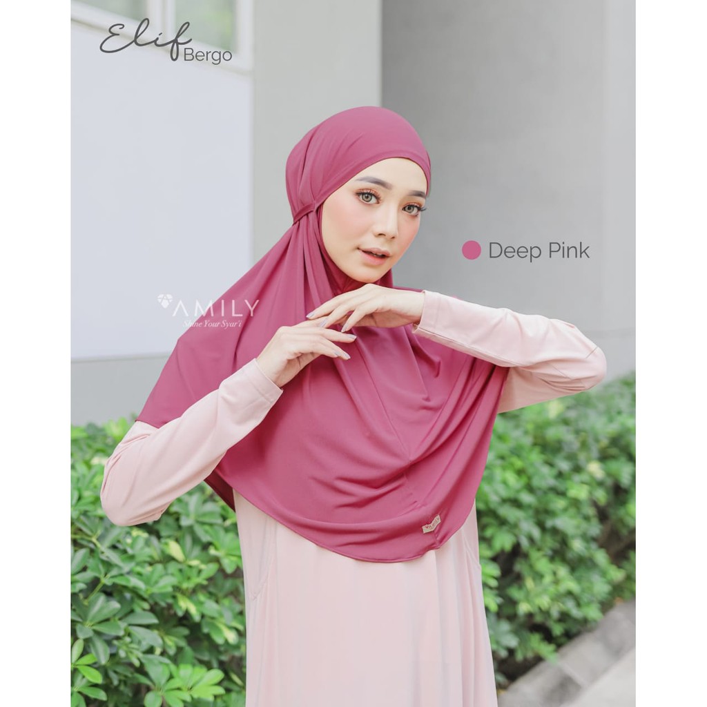 Hijab tali instan Bergo Elif Amily-deep pink