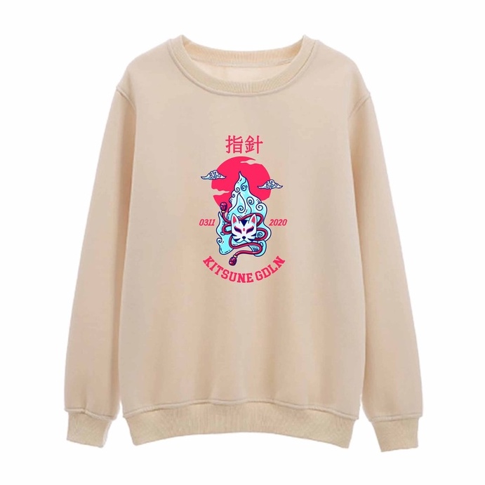 Sweater Crewneck Pria Kitsune Golden Fleece Size M - XXL