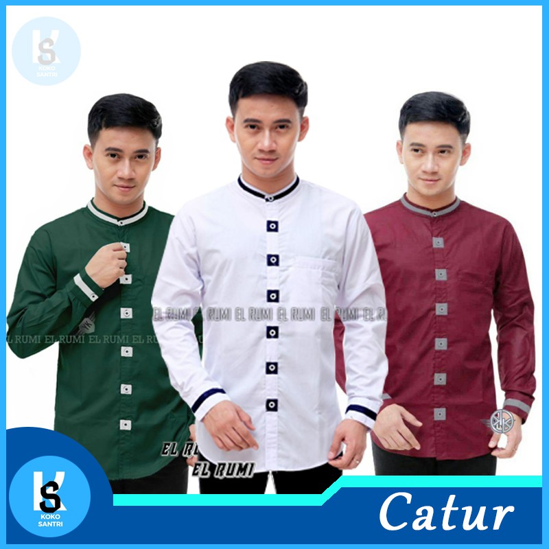 Baju koko motif catur original koko elrumi baju muslim pria murah koko hadroh spesial koko santri