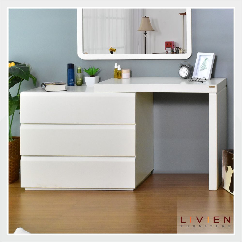 Meja Rias Aqilla Series - Ivory White - LIVIEN Furniture Best Quality