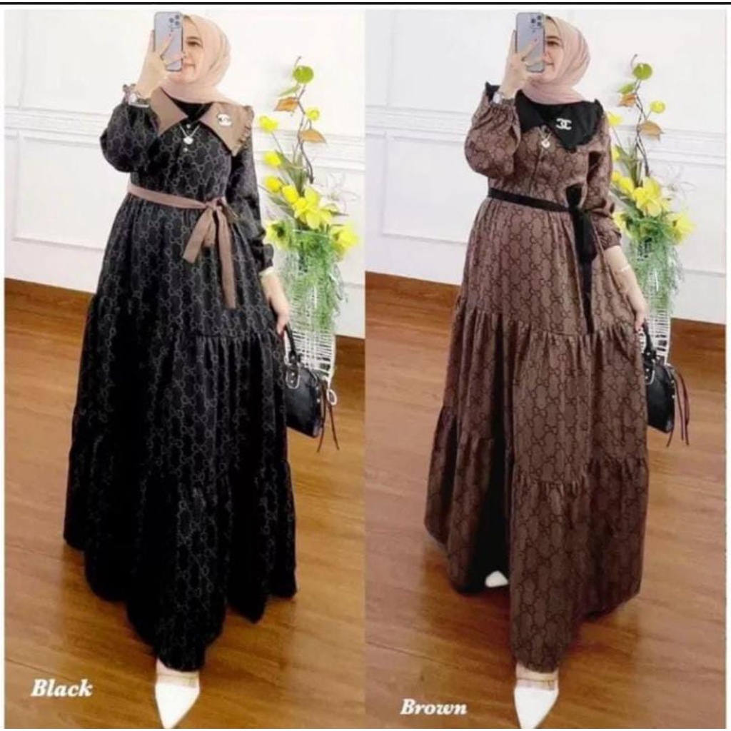 DASTER RENDA MOTIF TERMURAH BEST SELLER MIDI DRESS GUCCI TERBARU 2022 TERLARIS