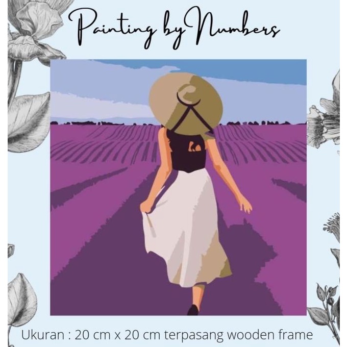 

DIY painting by number 20x20cm kerajinan tangan - LAVENDER LAND
