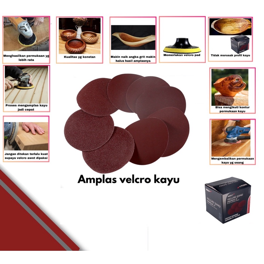 Amplas Bulat Velcro 4 inch Grit 60 80 100 120 150 240 320 Amplas Kayu Bulat / Amplas Tempel Gerinda 4&quot; Inch Amplas Bulat Hamplas Velcro Amplas Kertas # 60 #80 #100 #120 #150 #240 #320