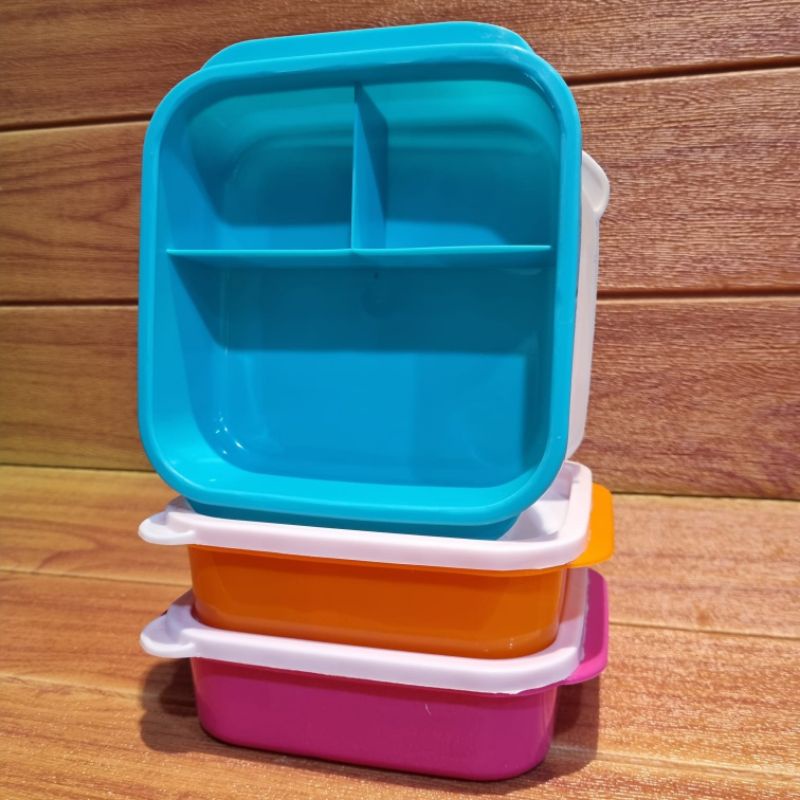 [ TAKUMA ] Kotak Makan Sekat 600ml / Lunch Box Warna / Tempat Makan Warna Murah / Lunch Box 3 Sekat