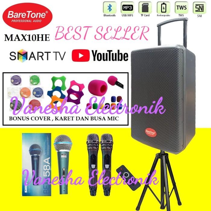 Speaker Portable 10 Inch Baretone MAX10HE USB Bluetooth TWS