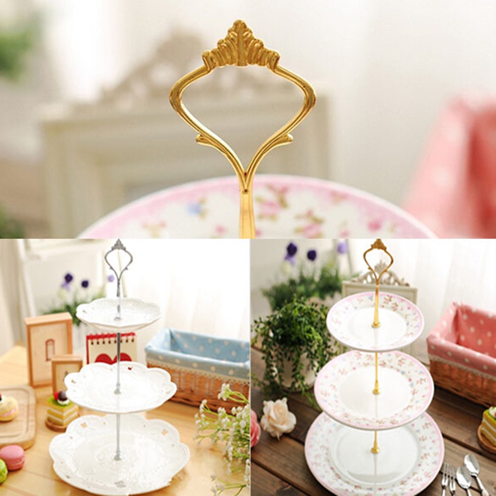 {LUCKID}1set New 3 or 2 Tier Cake Plate Stand Handle Fitting Hardware Rod Plate Stand