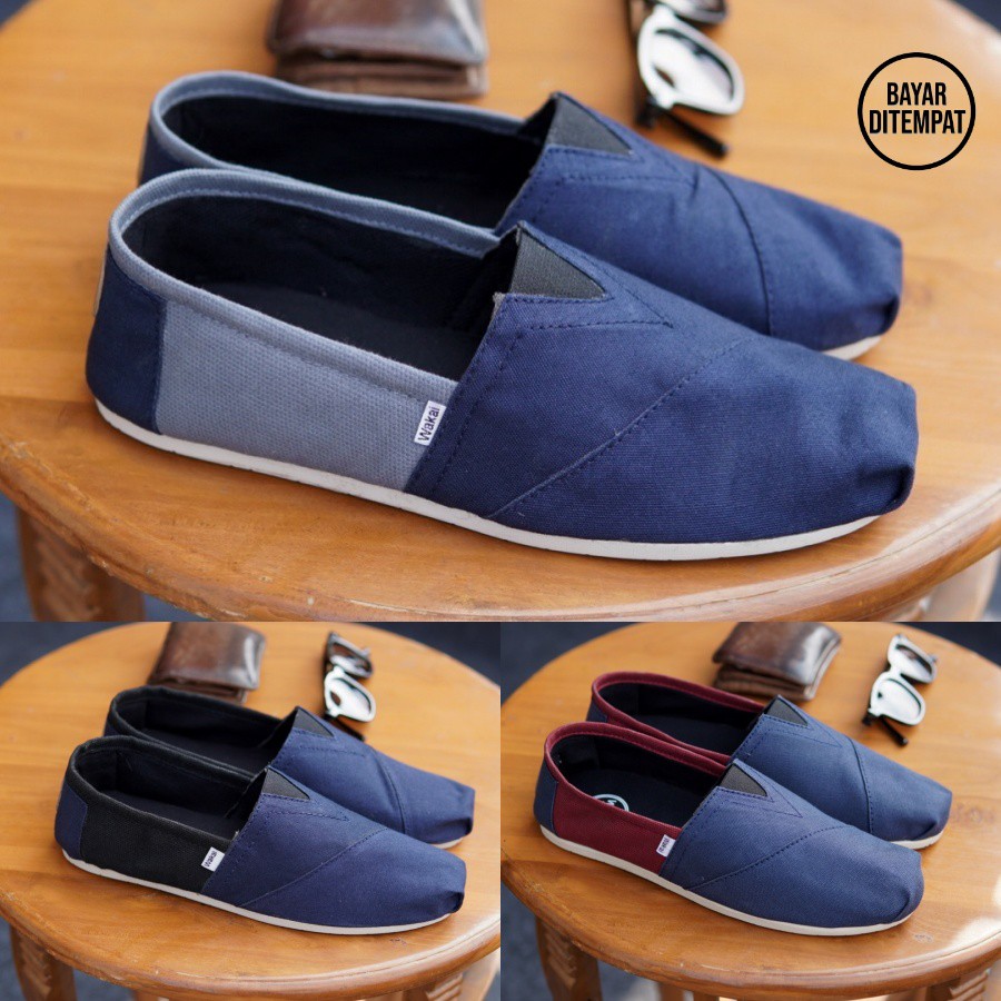 Sepatu wakai slip on label vietnam GRADE ORI Sepatu kasual Pria Wanita Murah bisa COD