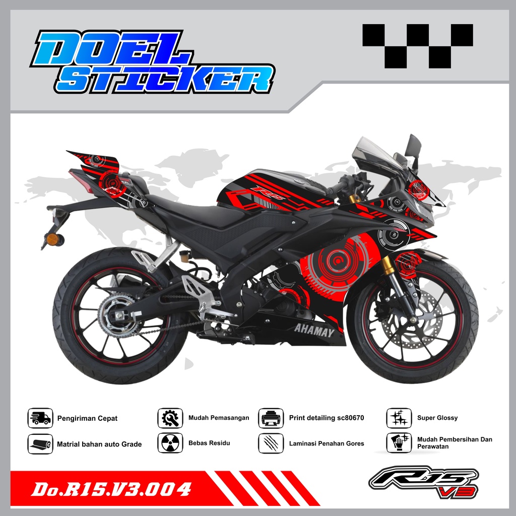 STICKER STRIPING R15 V3 - STICKER STRIPING SEMI FULL LIST VARIASI HOLOGRAM , CROME R15 V3 DOEL 004