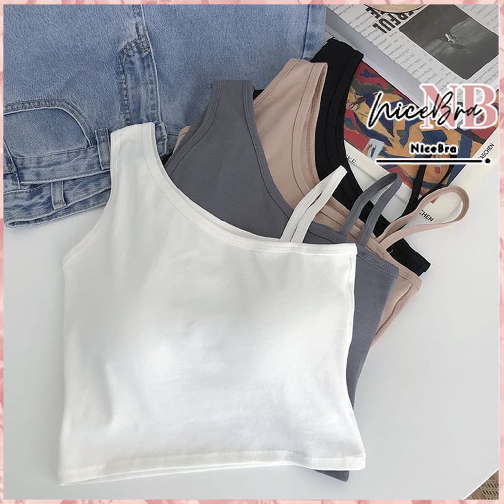 Nicebra Tank Top Wanita Dengan Tali Strap Dan Bahan Adem Bergaya Tanktop bra 1096