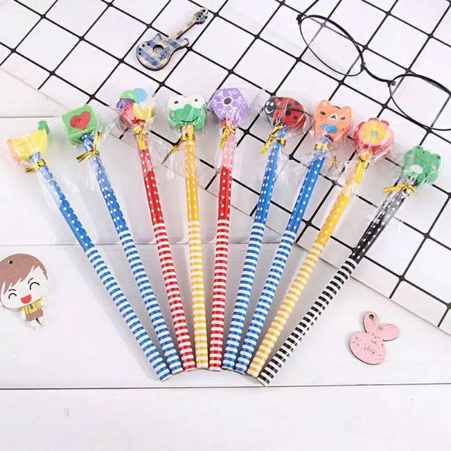 Pensil Kayu Gambar Kartun HB untuk Pelajar Sekolah