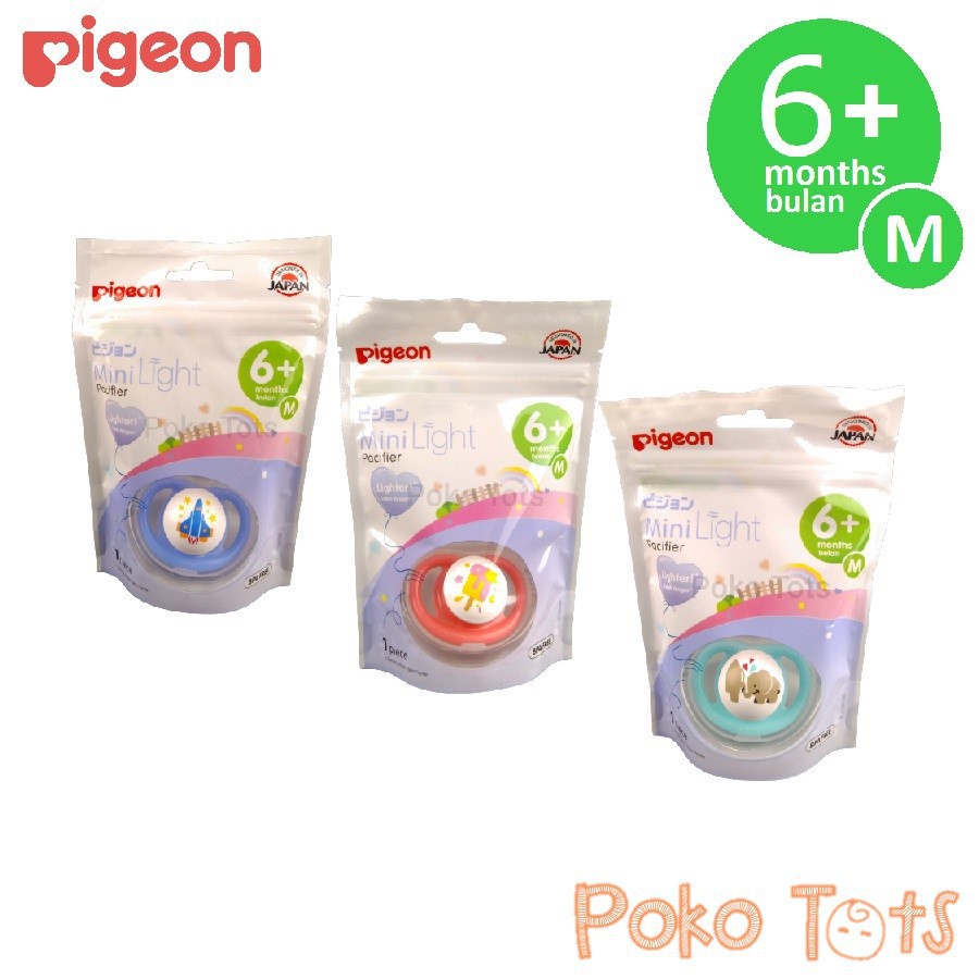 Pigeon Mini Light Pacifier M 6+ Month Empeng Silicone Step 2 WHS