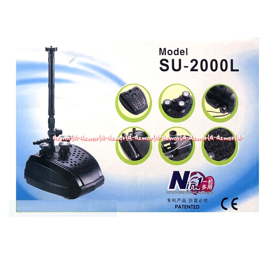 Boyu Pond Pump su 2000L Pompa Untuk Kolam Ikan Air Tawar &amp; Air Laut Daya 41 Watt