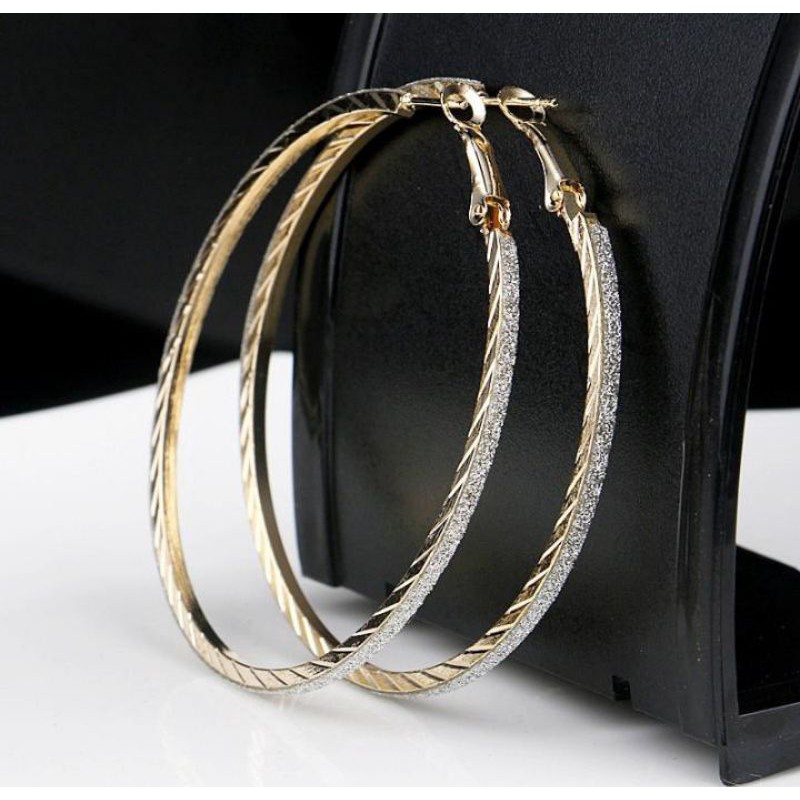 Grosir (SSC) ANTING BULAT BESAR HOOPS ANTING HIJAB PESTA BOHEMIAN GOLD SILVER BERKILAU ANTING