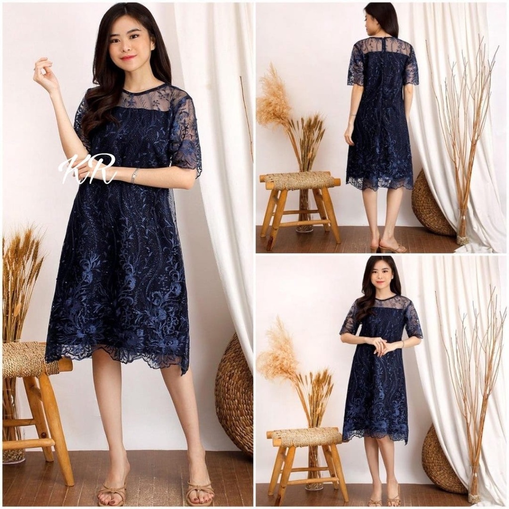 PCS DRESS PESTA ELEANOR BRUKAT FASHION PAKAIAN WANITA KR ADA VIDEO REVIEW PRODUK