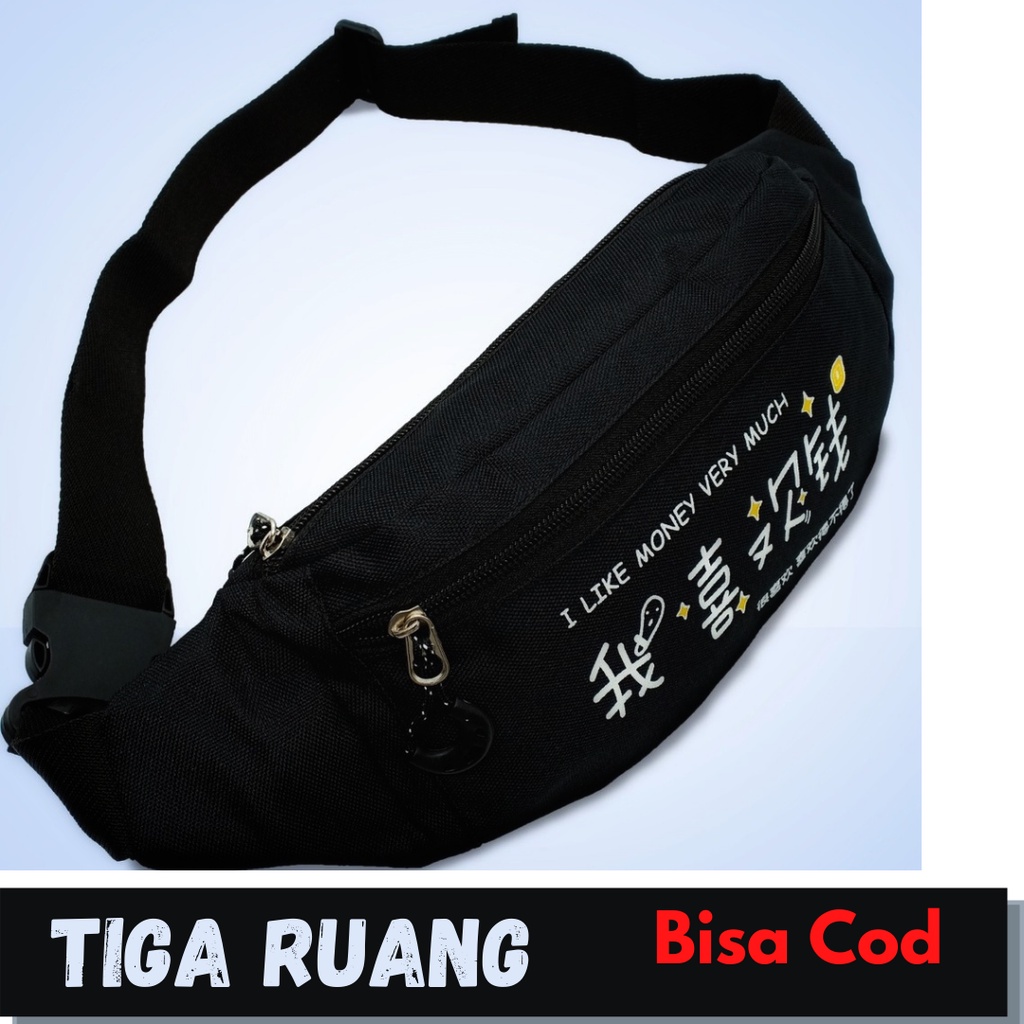 Waistbag Tas Selempang Tas Pinggang Tas Bahu Pria wanita motif huruf