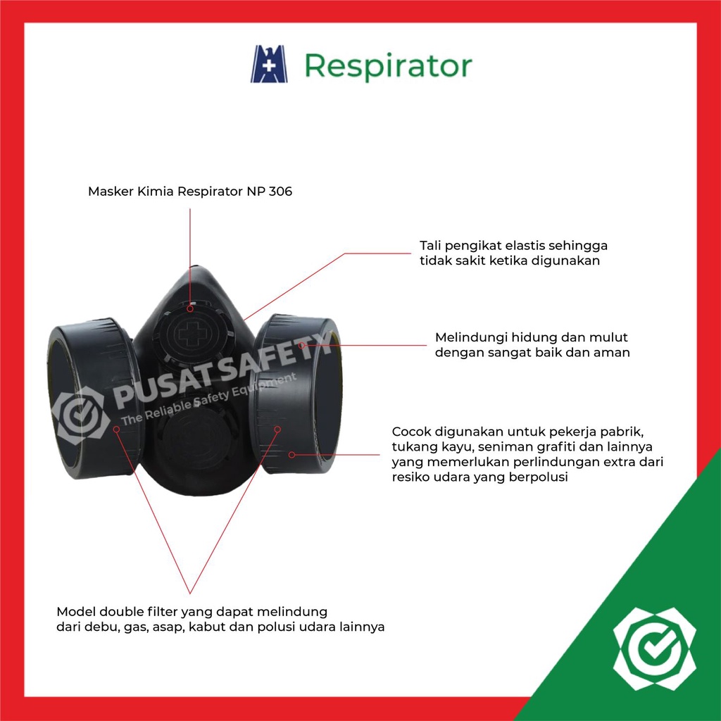 Masker Chemical Respirator Double NP 306 Blue Eagle Original